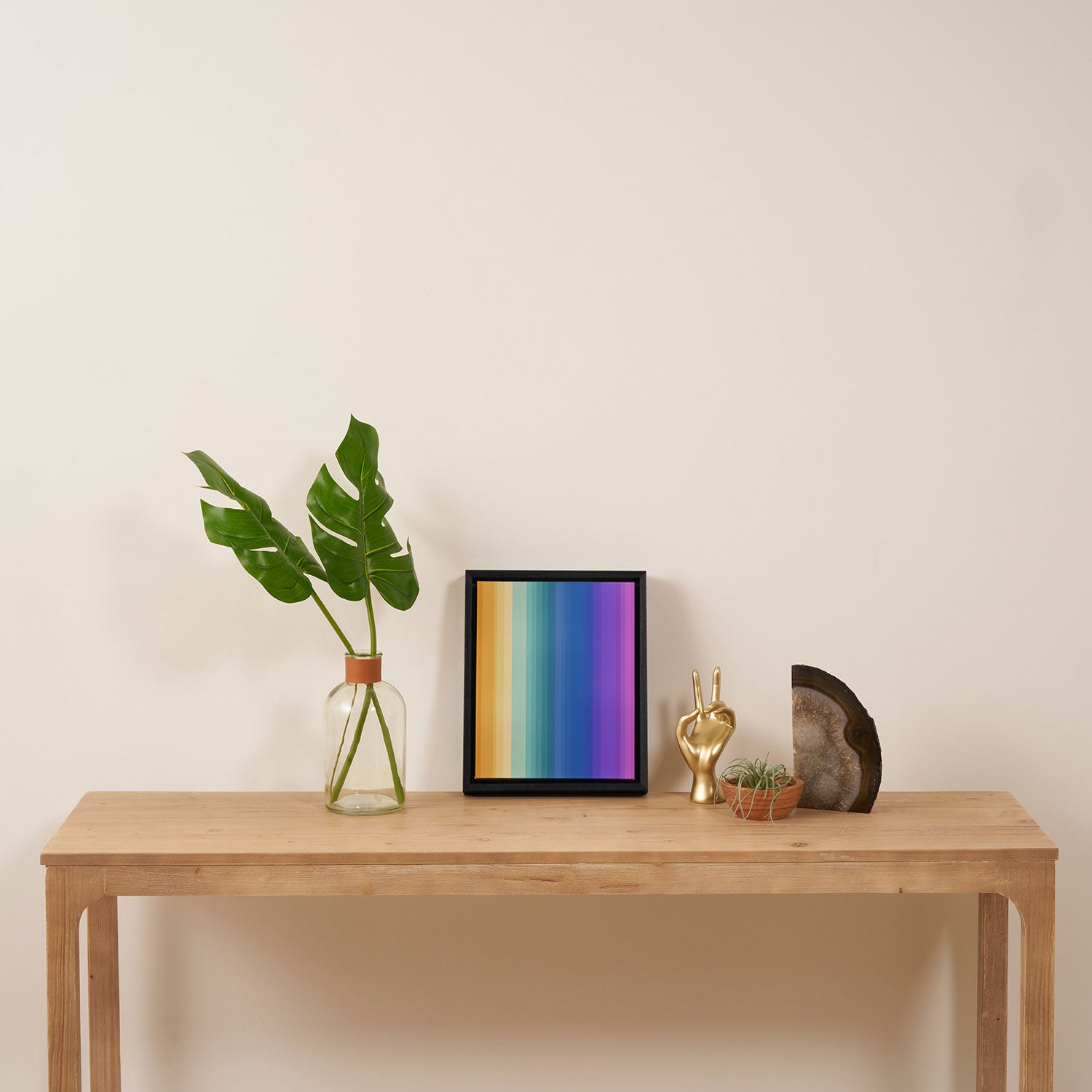 Classic Stripes XVI - Ombre Rainbow Framed Canvas Print Gallery Image 4