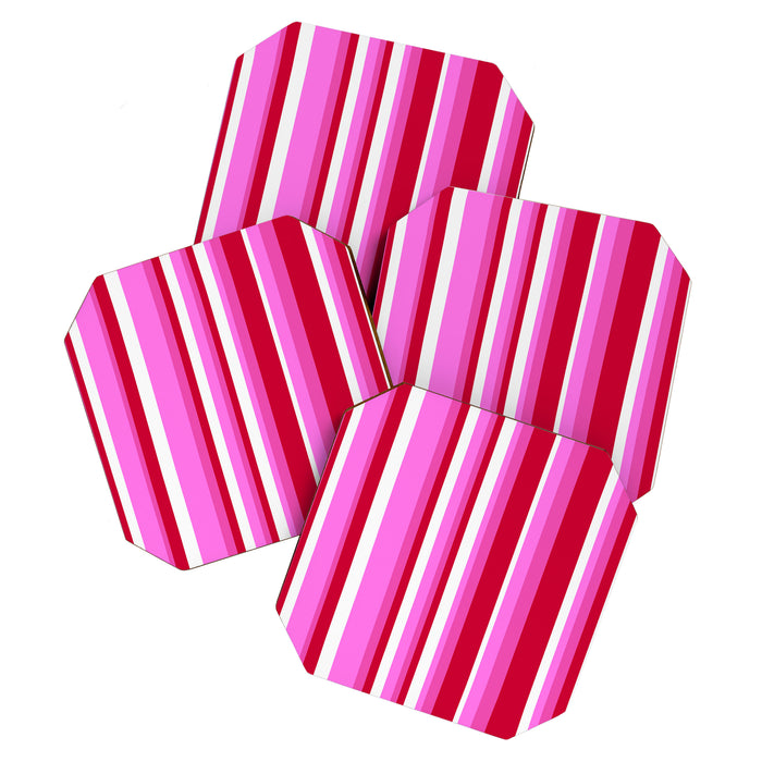 Classic Stripes XVII - Y2K Pink and Red Coaster Gallery Image 1
