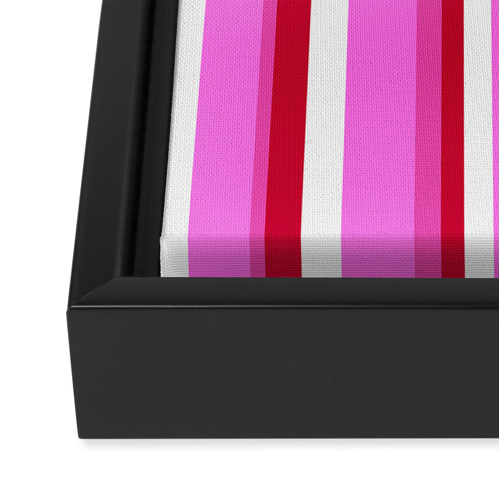 Classic Stripes XVII - Y2K Pink and Red Framed Canvas Print Gallery Image 3