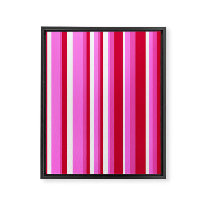 Classic Stripes XVII - Y2K Pink and Red Framed Canvas Print Gallery Image 1