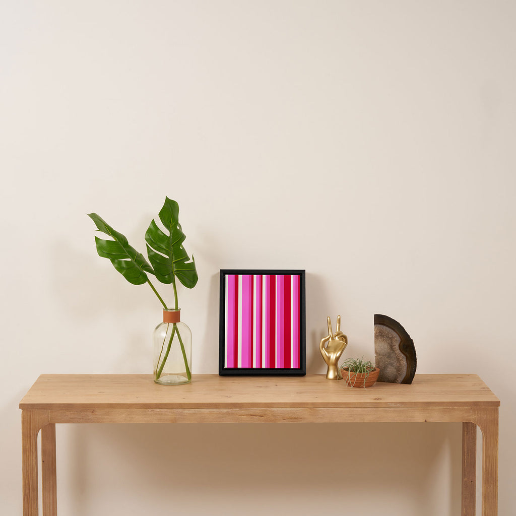 Classic Stripes XVII - Y2K Pink and Red Framed Canvas Print Gallery Image 4