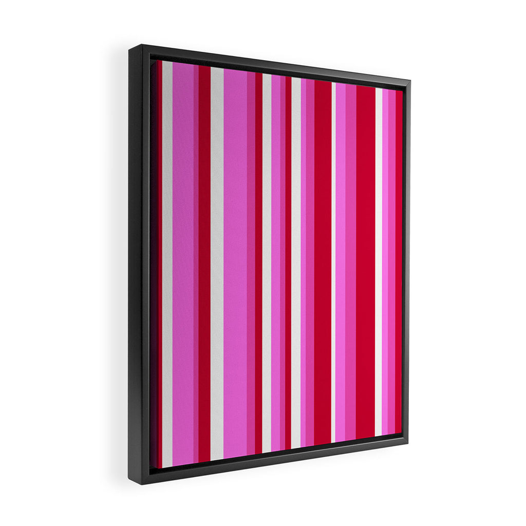Classic Stripes XVII - Y2K Pink and Red Framed Canvas Print Gallery Image 2