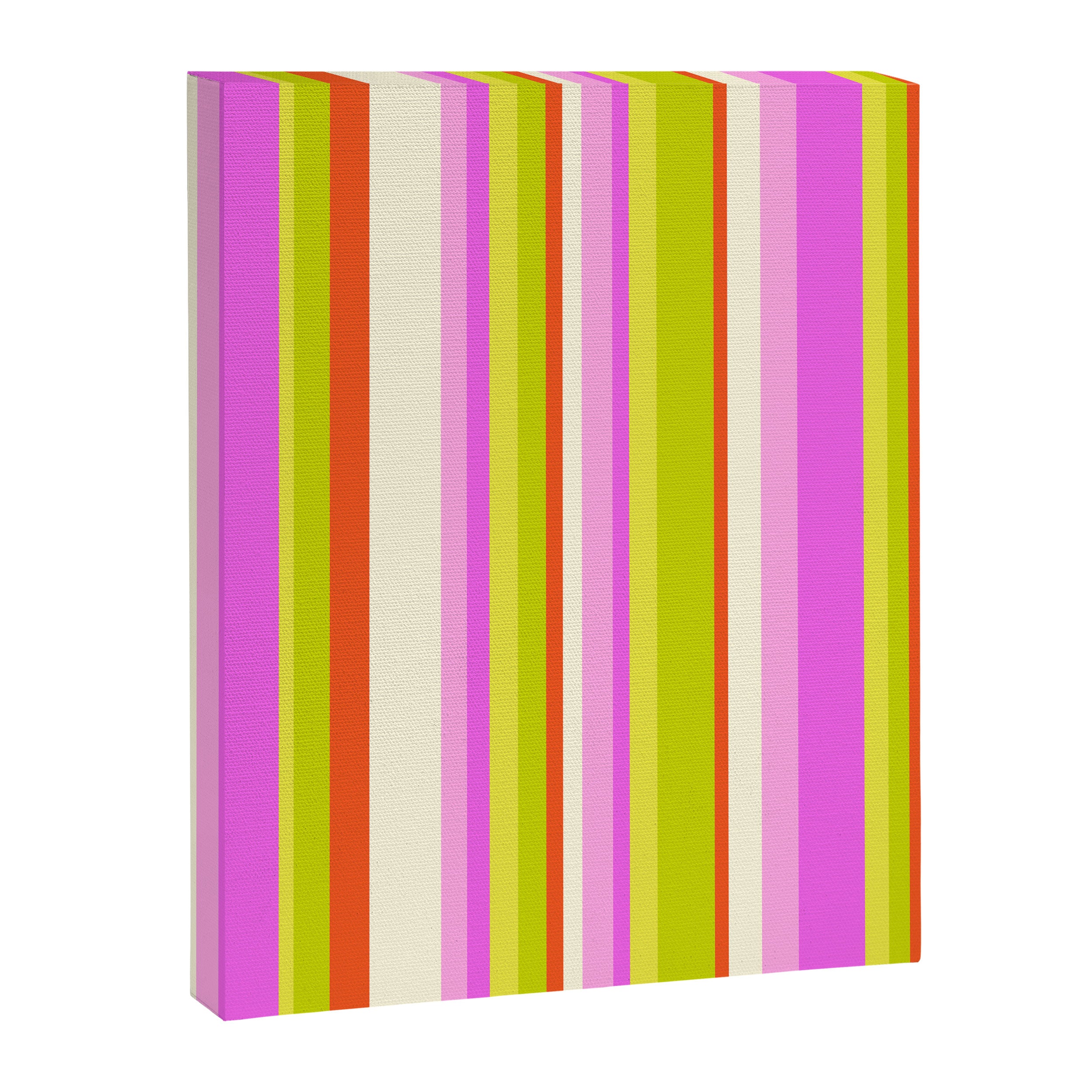 Classic Stripes XVIII - Y2K Pink and Green Canvas Print Gallery Image 6
