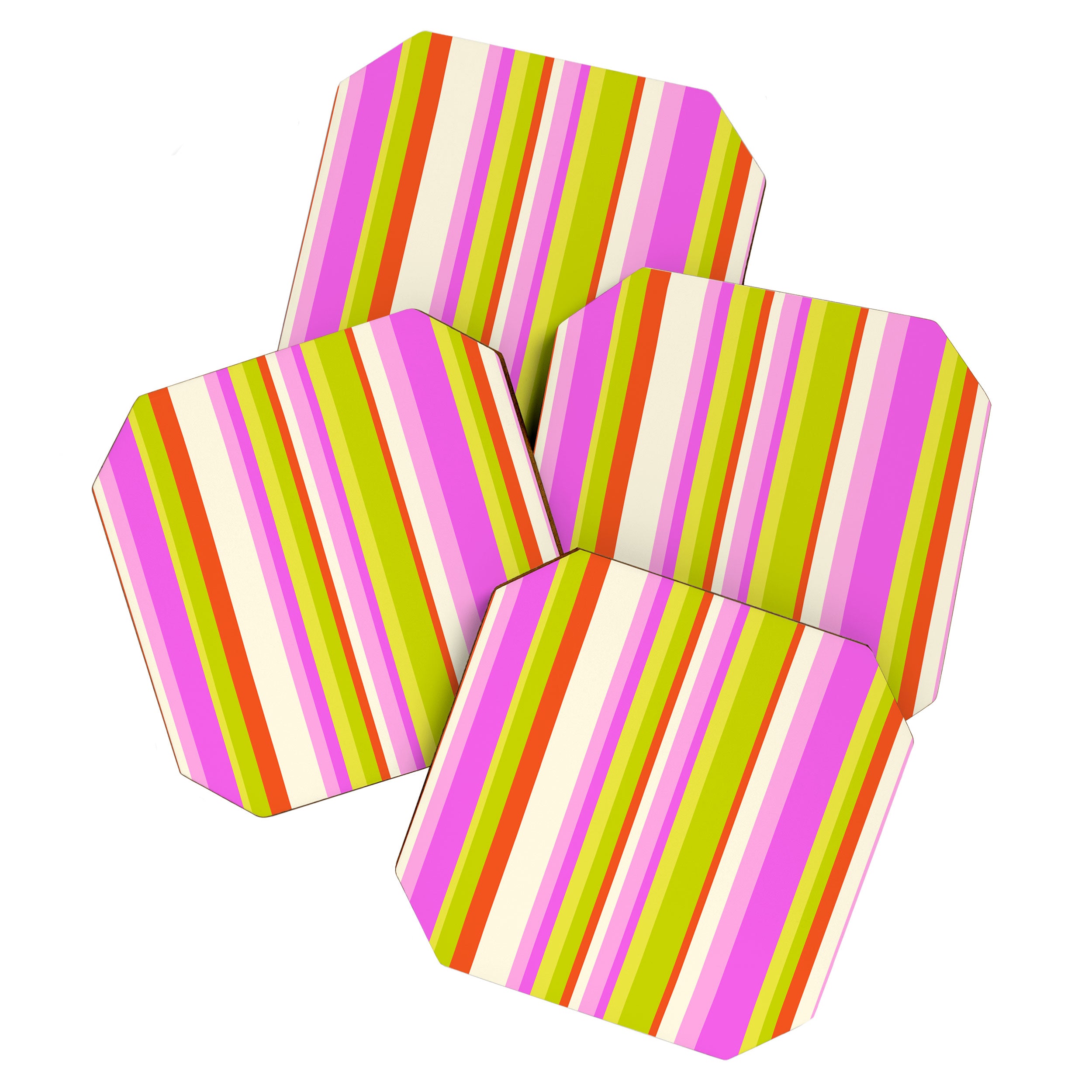 Classic Stripes XVIII - Y2K Pink and Green Coaster Gallery Image 1