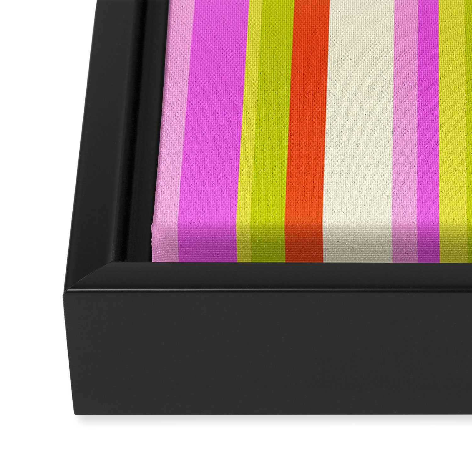 Classic Stripes XVIII - Y2K Pink and Green Framed Canvas Print Gallery Image 3