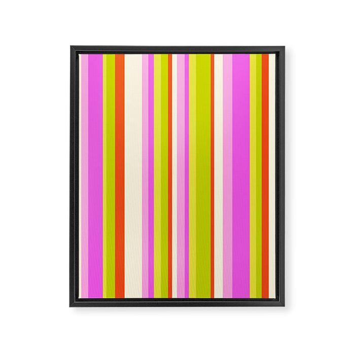 Classic Stripes XVIII - Y2K Pink and Green Framed Canvas Print Gallery Image 1