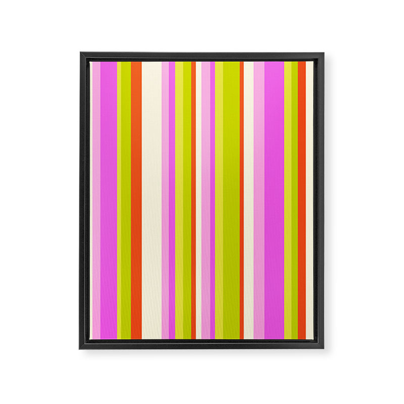 Classic Stripes XVIII - Y2K Pink and Green Framed Canvas Print Gallery Image 6