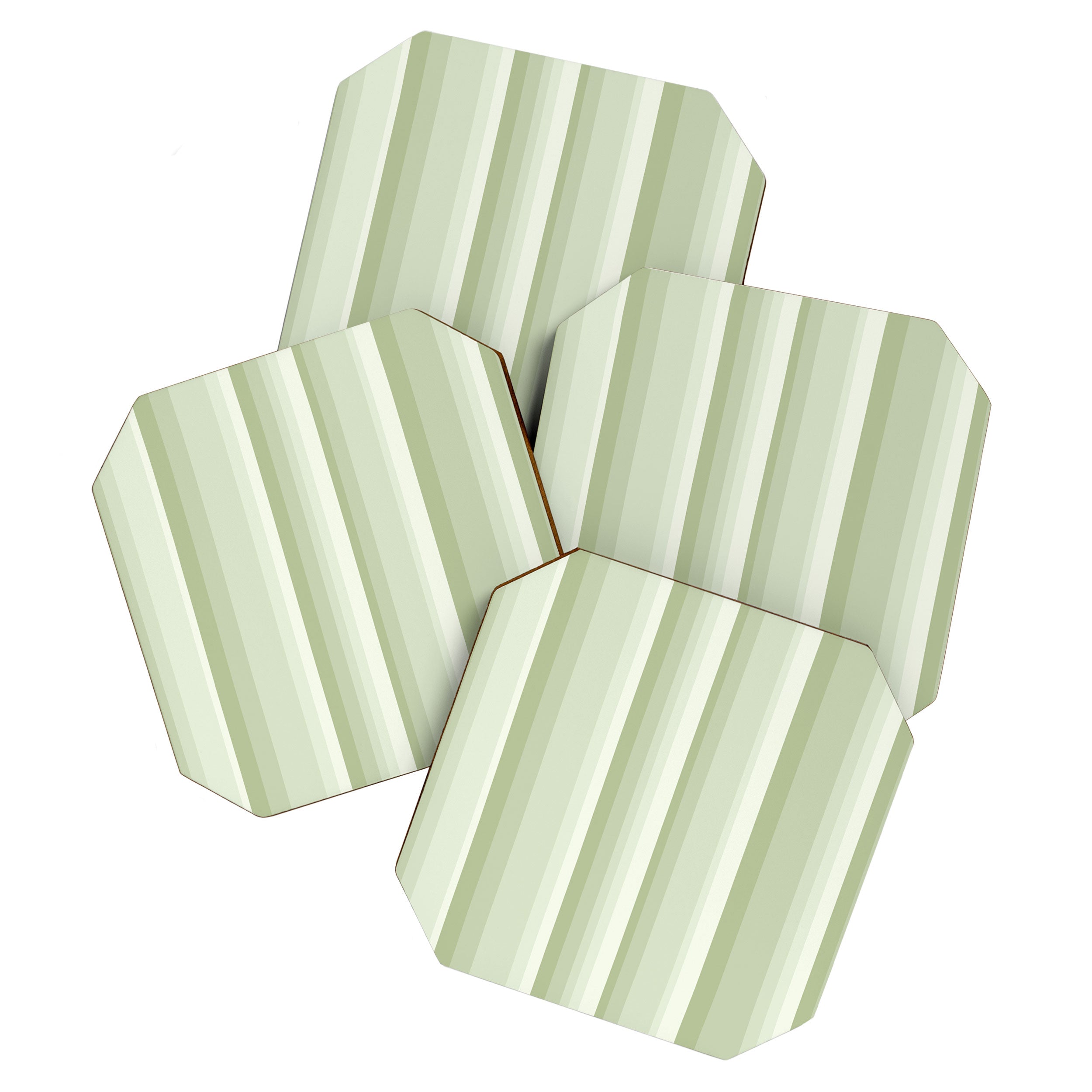 Classic Stripes XXI - Pastel Natural Green Coaster Gallery Image 1
