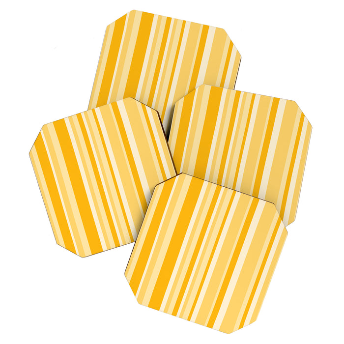 Classic Stripes XXII - Golden Sunshine Yellow Coaster Gallery Image 1