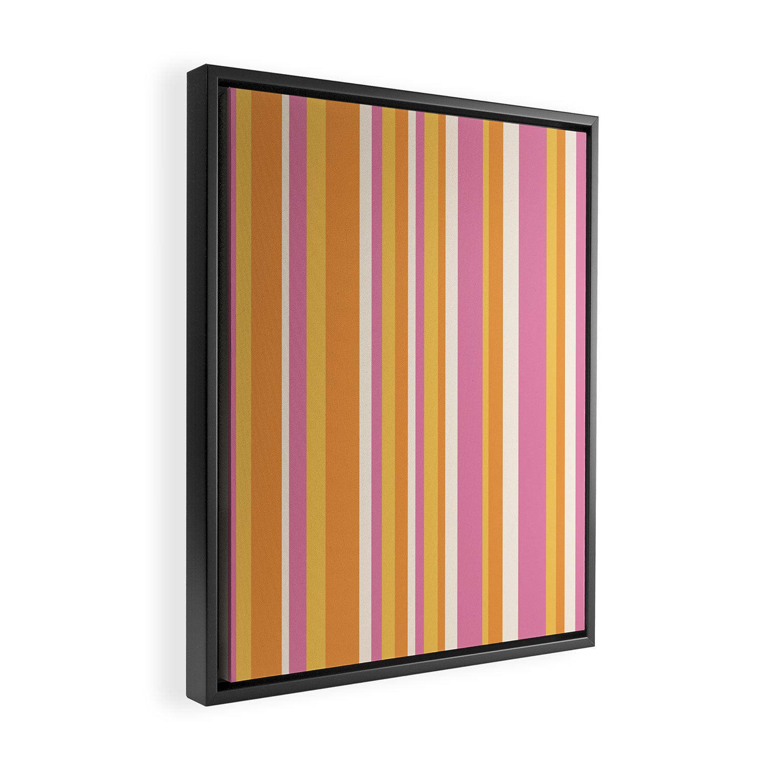 Classic Stripes XXV - Pink Orange Yellow Framed Canvas Print Gallery Image 2