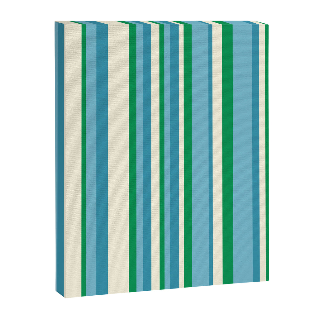 Classic Stripes XXVII - Beachy Blue and Green Canvas Print Gallery Image 6