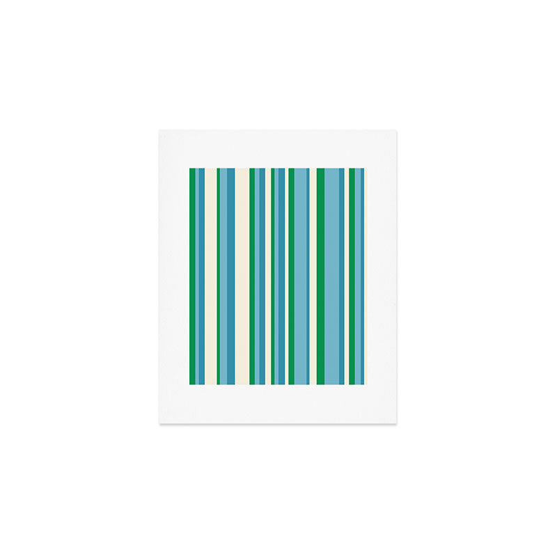 Classic Stripes XXVII - Beachy Blue and Green Art Print Gallery Image 1