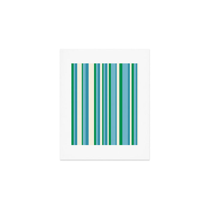 Classic Stripes XXVII - Beachy Blue and Green Art Print Gallery Image 1