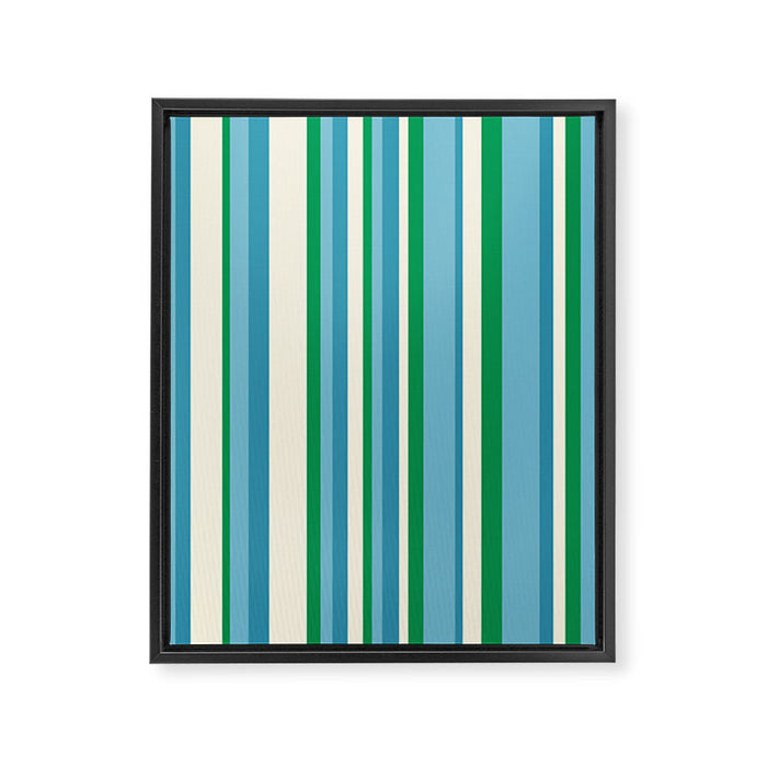 Classic Stripes XXVII - Beachy Blue and Green Framed Canvas Print Gallery Image 1