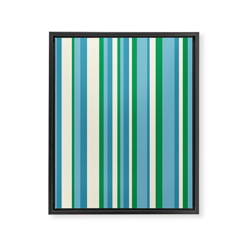Classic Stripes XXVII - Beachy Blue and Green Framed Canvas Print Gallery Image 6