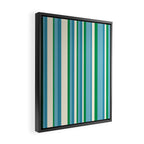 Classic Stripes XXVII - Beachy Blue and Green Framed Canvas Print Gallery Image 2