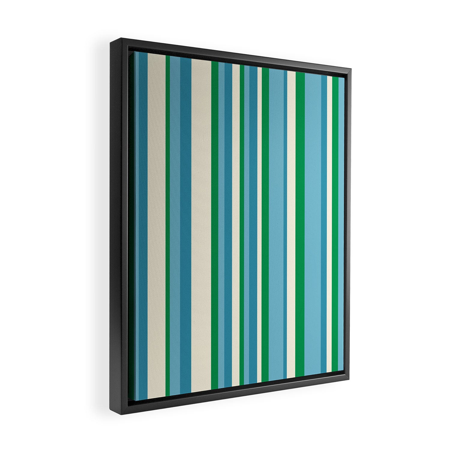 Classic Stripes XXVII - Beachy Blue and Green Framed Canvas Print Gallery Image 2