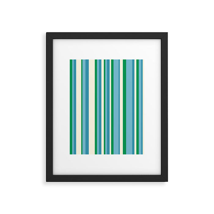 Classic Stripes XXVII - Beachy Blue and Green Framed Art Print Gallery Image 1
