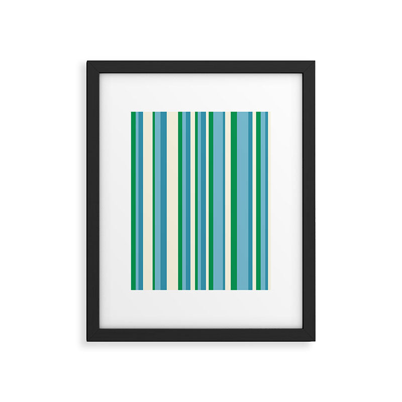 Classic Stripes XXVII - Beachy Blue and Green Framed Art Print Gallery Image 5