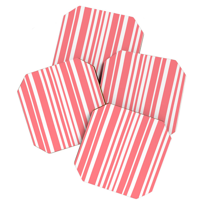 Classic Stripes XXXII - Coral Pink Coaster Gallery Image 1