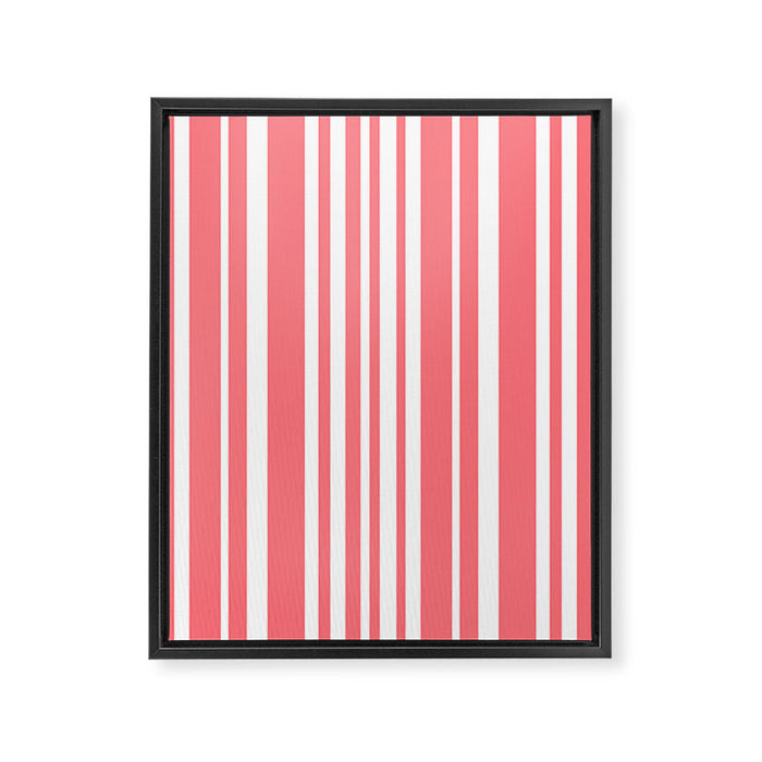 Classic Stripes XXXII - Coral Pink Framed Canvas Print Gallery Image 1