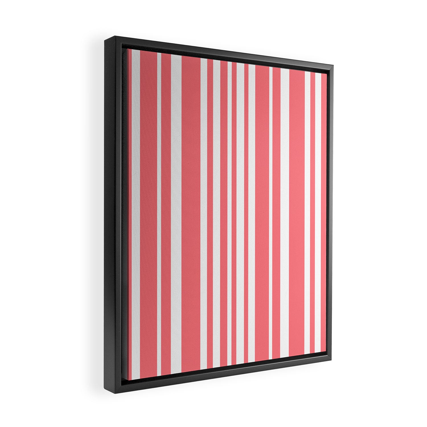 Classic Stripes XXXII - Coral Pink Framed Canvas Print Gallery Image 2