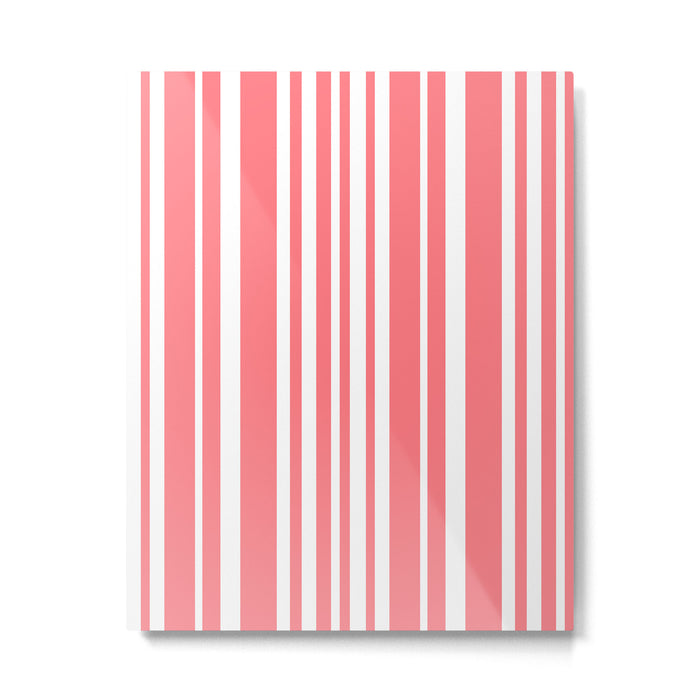Classic Stripes XXXII - Coral Pink Metal Print Gallery Image 1