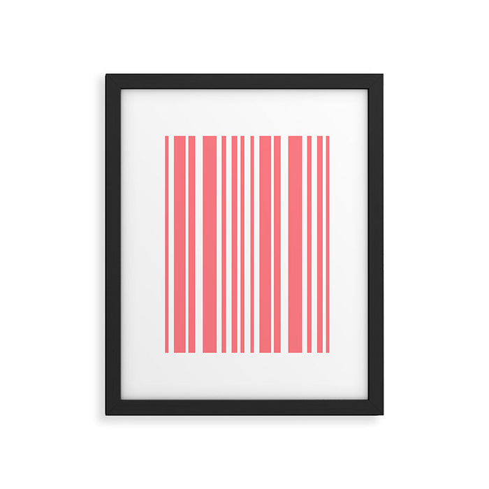 Classic Stripes XXXII - Coral Pink Framed Art Print Gallery Image 1