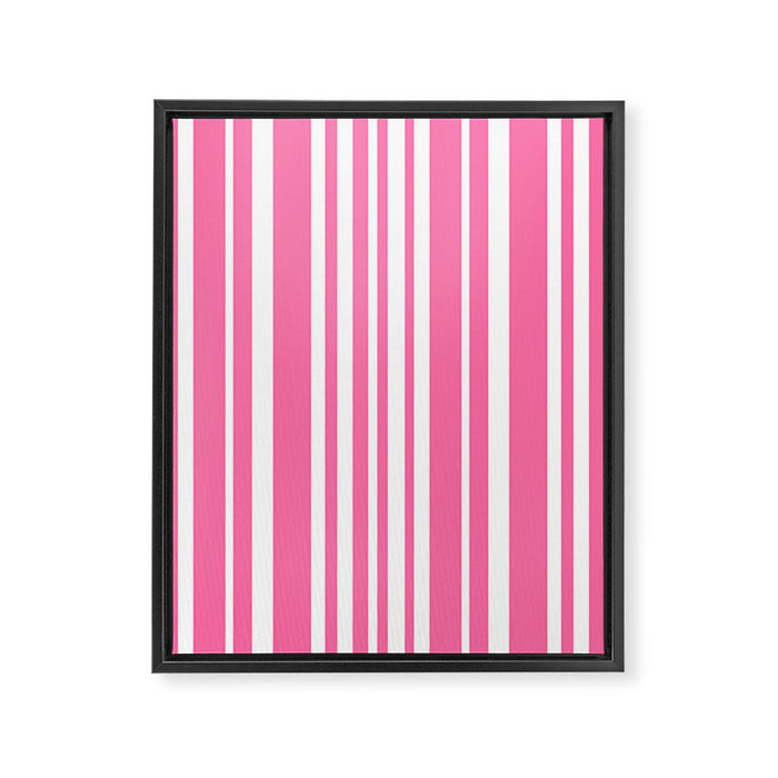 Classic Stripes XXXIII - 90s Barbie Pink Framed Canvas Print Gallery Image 1