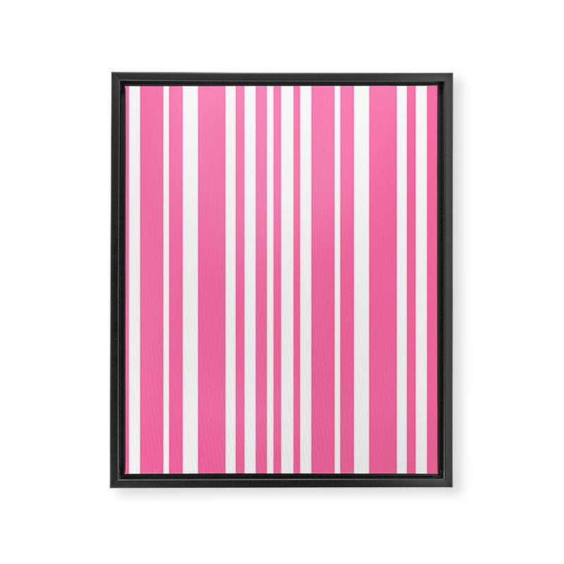 Classic Stripes XXXIII - 90s Barbie Pink Framed Canvas Print Gallery Image 6