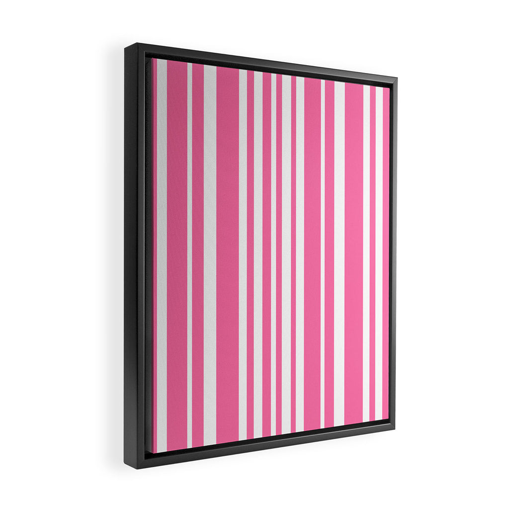 Classic Stripes XXXIII - 90s Barbie Pink Framed Canvas Print Gallery Image 2