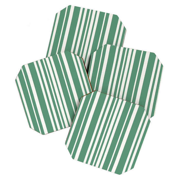 Classic Stripes XXXIX - Kelly Green Coaster Gallery Image 1