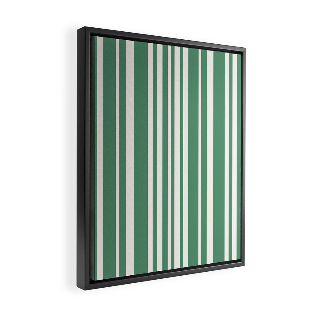 Classic Stripes XXXIX - Kelly Green Framed Canvas Print Gallery Image 2