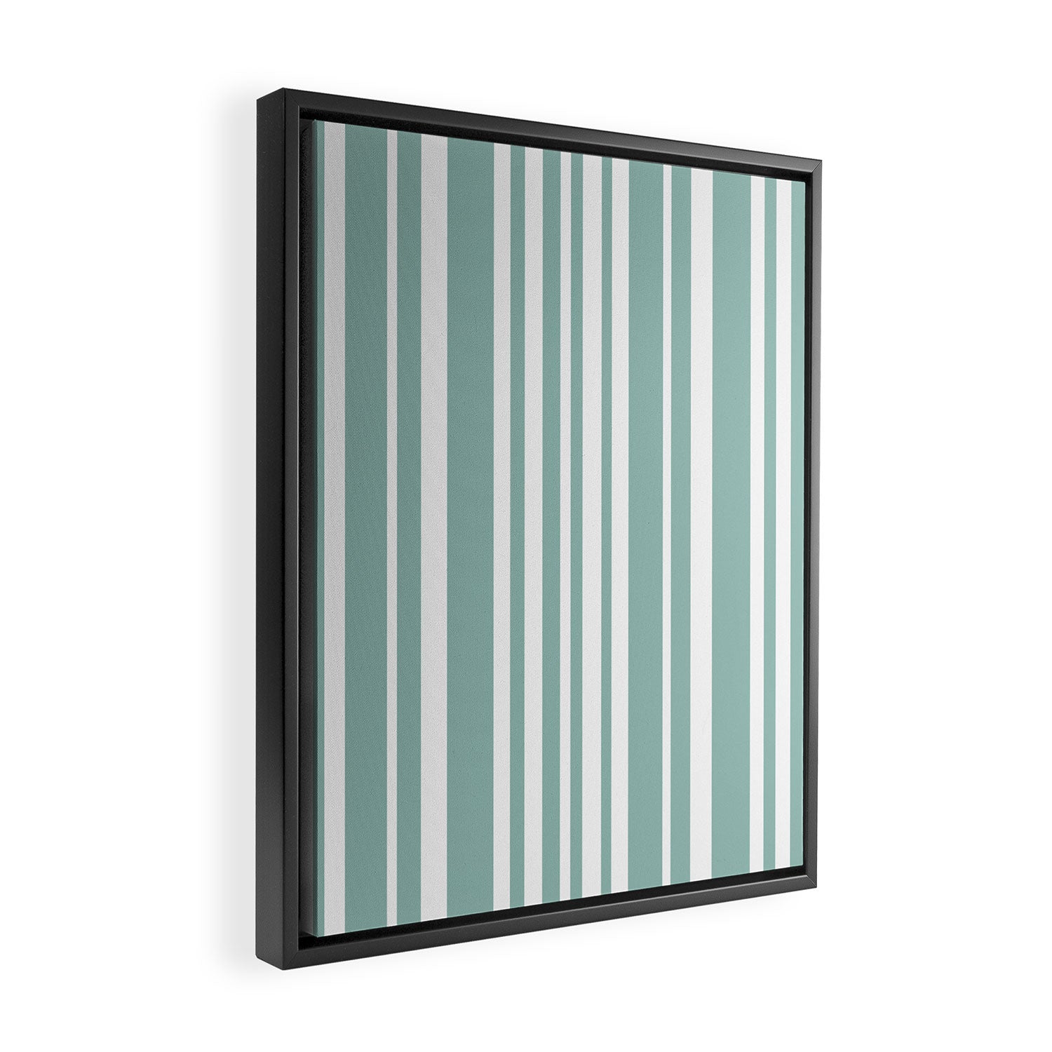 Classic Stripes XXXVII - Sage Green Framed Canvas Print Gallery Image 2