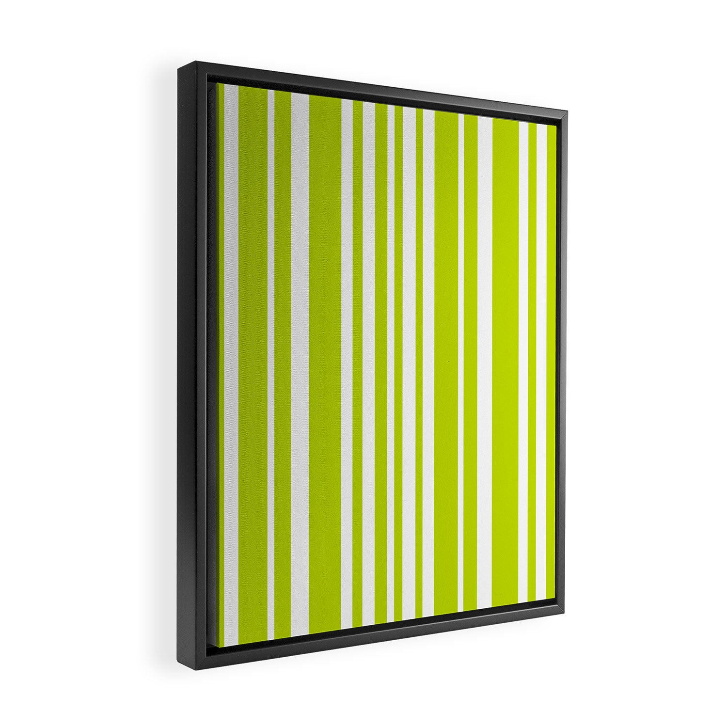 Classic Stripes XXXVIII - Lime Green Framed Canvas Print Gallery Image 2