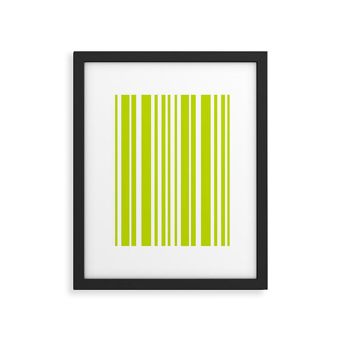 Classic Stripes XXXVIII - Lime Green Framed Art Print Gallery Image 1