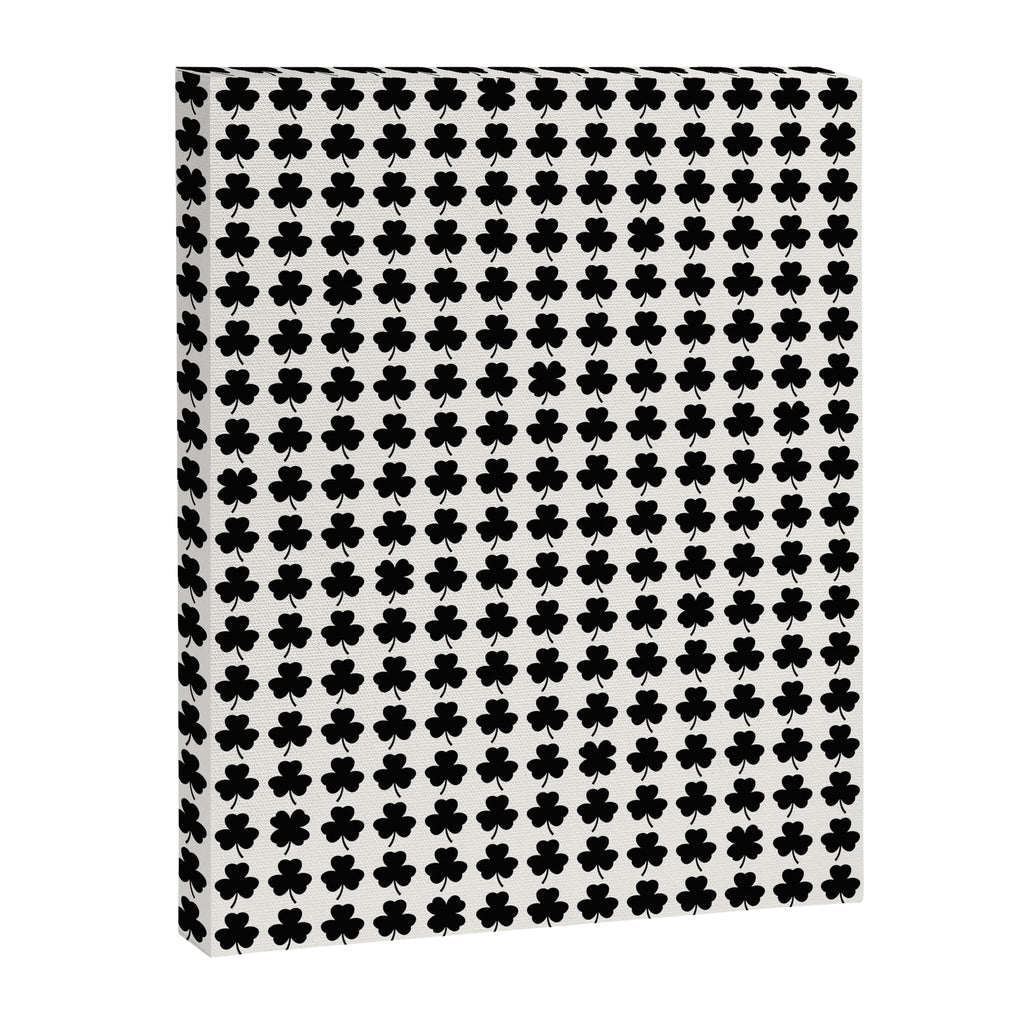 Clovers I Black and White Botanical Pattern Canvas Print Gallery Image 8