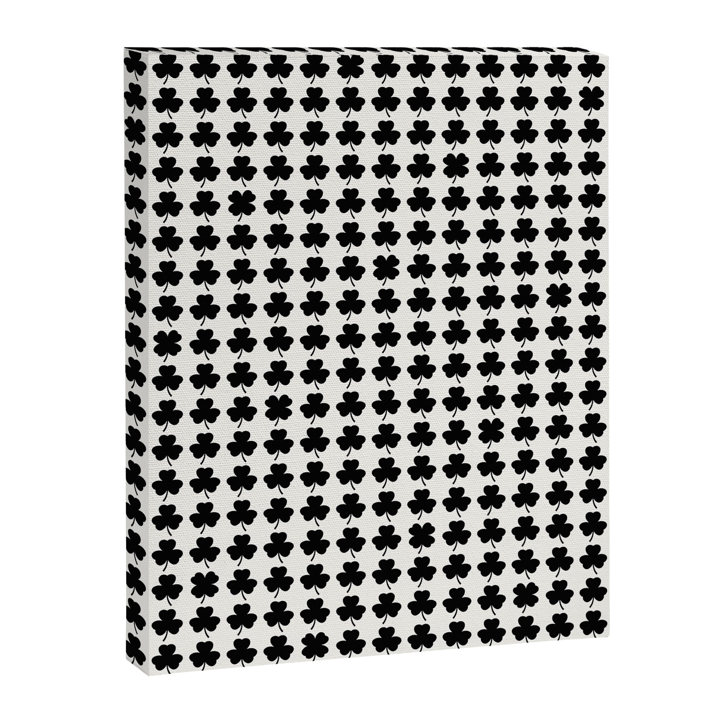 Clovers I Black and White Botanical Pattern Canvas Print Gallery Image 8