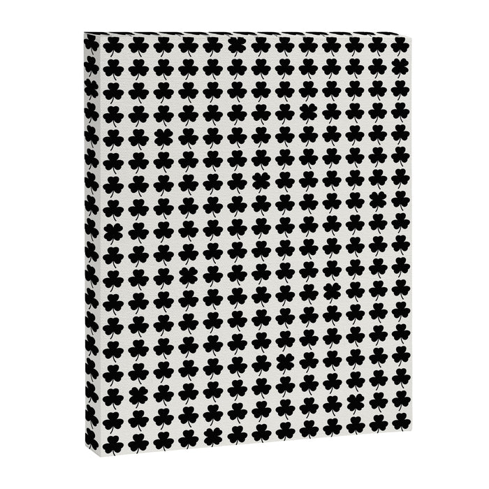 Clovers I Black and White Botanical Pattern Canvas Print Gallery Image 1