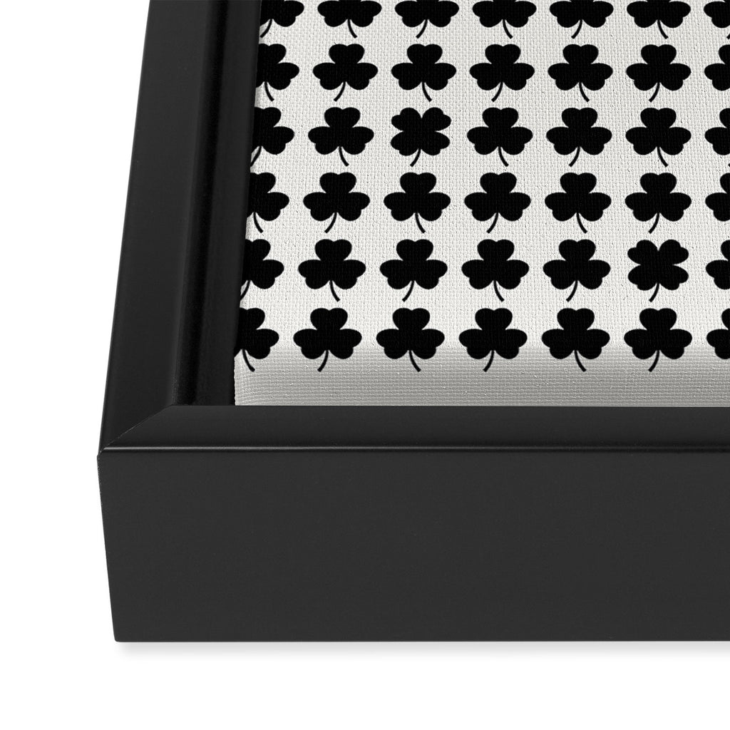 Clovers I Black and White Botanical Pattern Framed Canvas Print Gallery Image 3