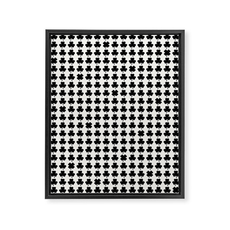 Clovers I Black and White Botanical Pattern Framed Canvas Print Gallery Image 8