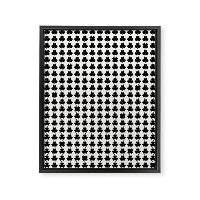 Clovers I Black and White Botanical Pattern Framed Canvas Print Gallery Image 1