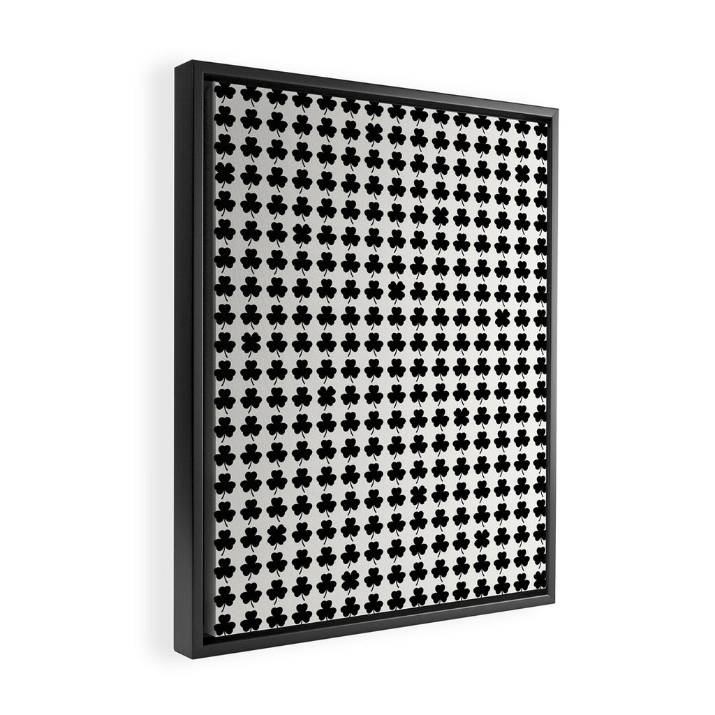 Clovers I Black and White Botanical Pattern Framed Canvas Print Gallery Image 2