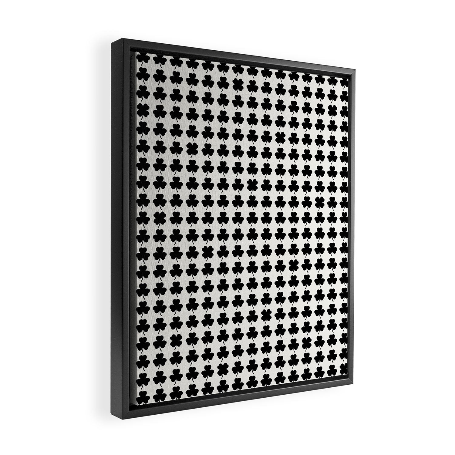 Clovers I Black and White Botanical Pattern Framed Canvas Print Gallery Image 2