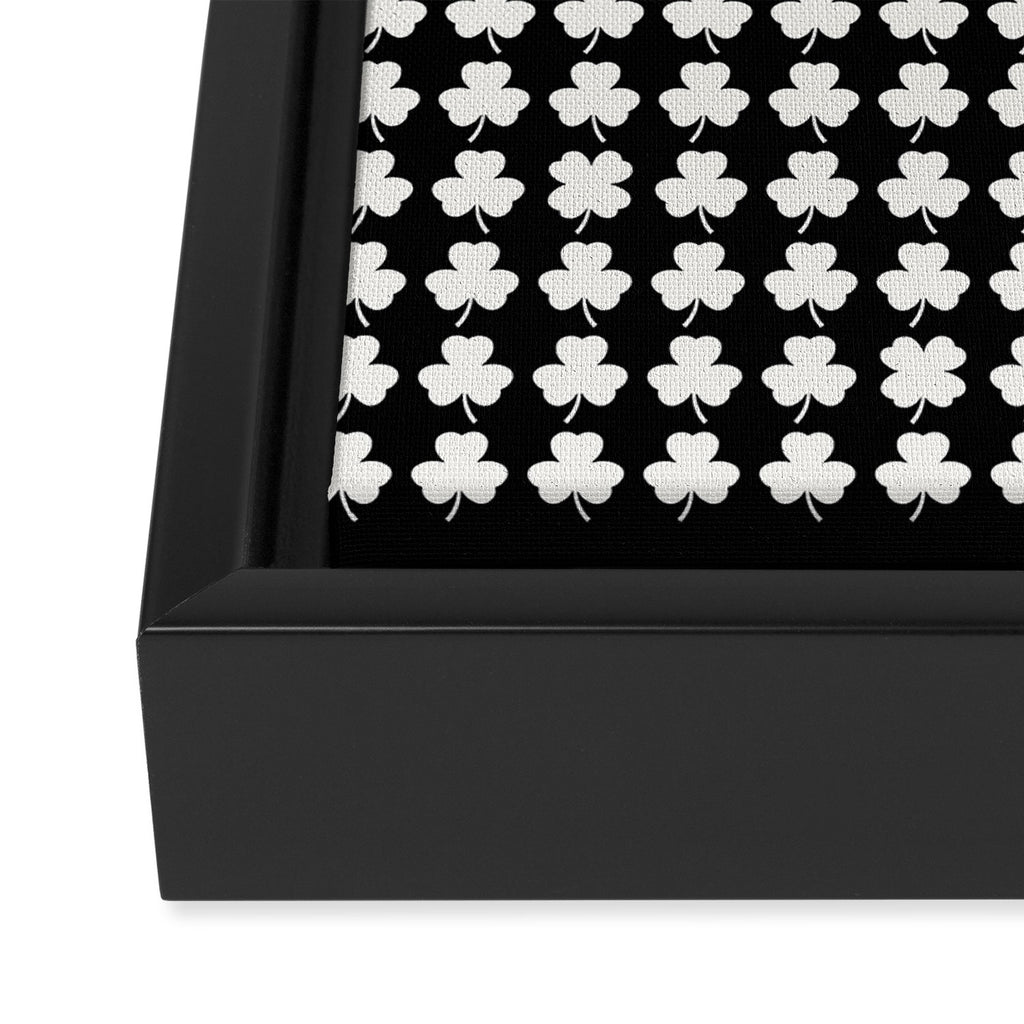 Clovers II Black and White Botanical Pattern Framed Canvas Print Gallery Image 3
