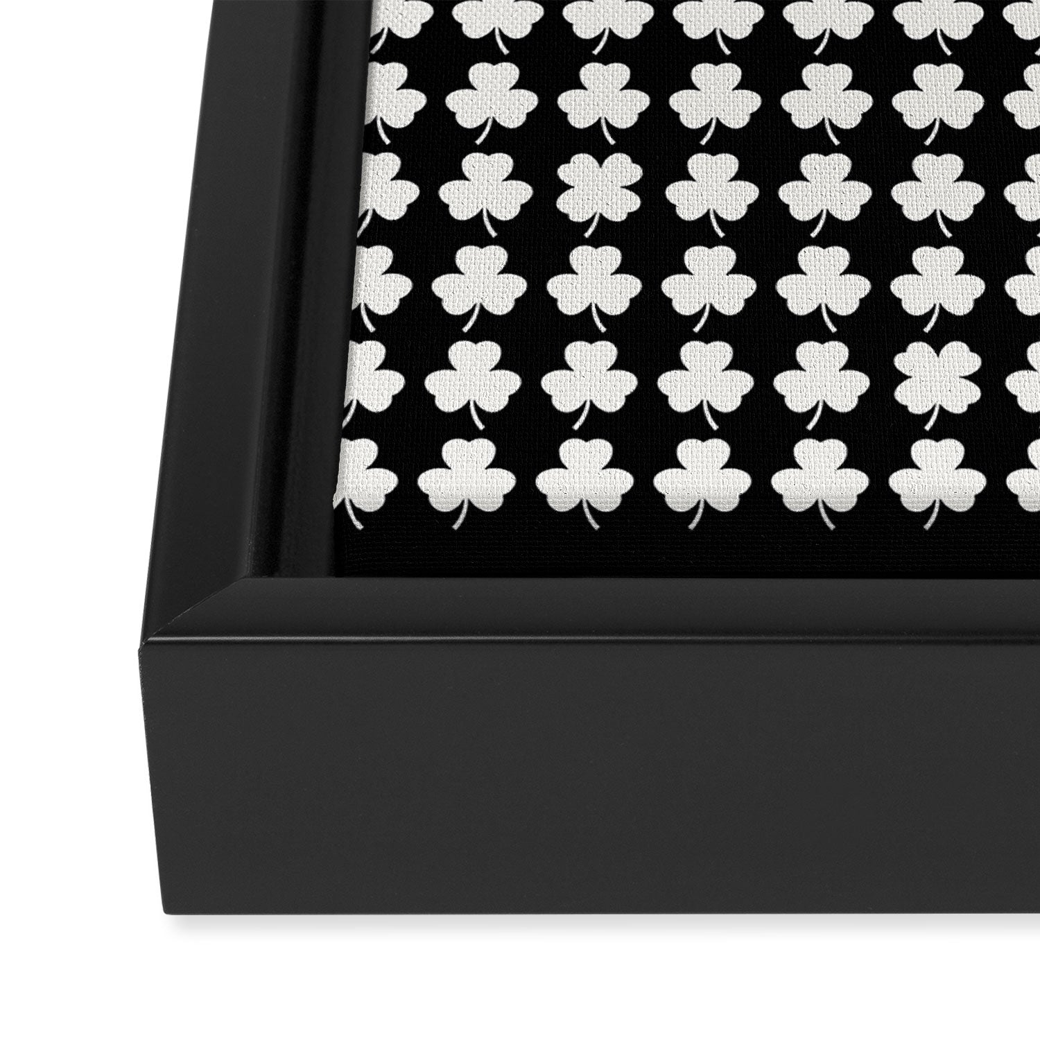 Clovers II Black and White Botanical Pattern Framed Canvas Print Gallery Image 3