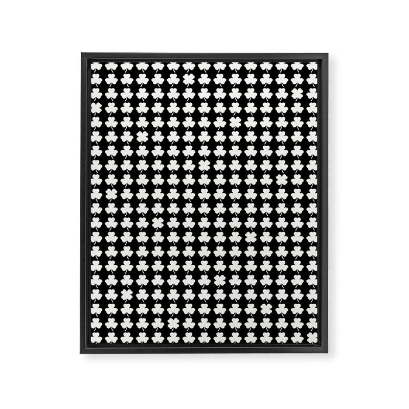 Clovers II Black and White Botanical Pattern Framed Canvas Print Gallery Image 8