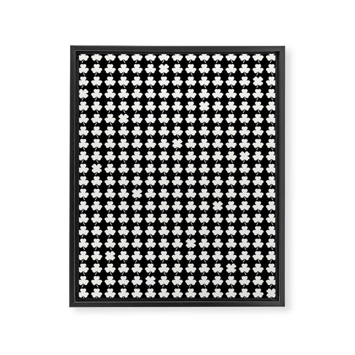 Clovers II Black and White Botanical Pattern Framed Canvas Print Gallery Image 1