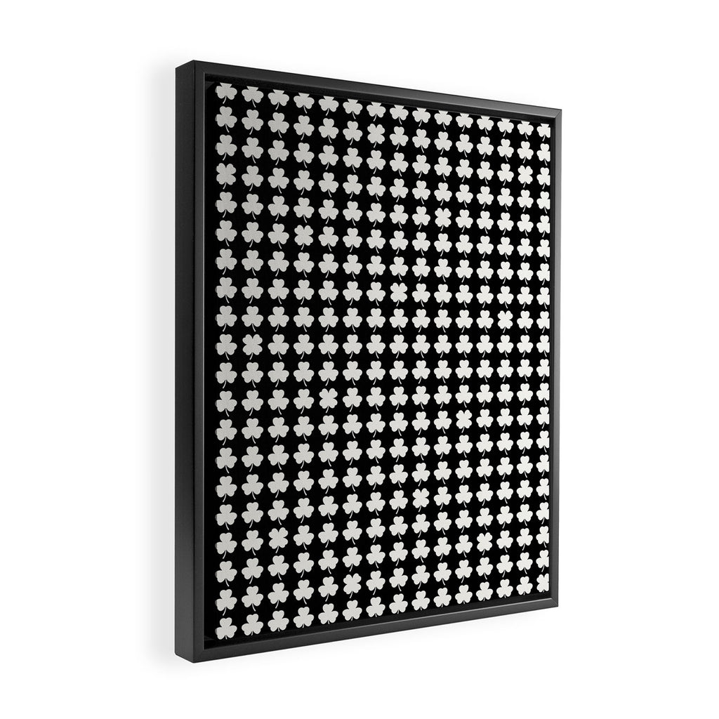 Clovers II Black and White Botanical Pattern Framed Canvas Print Gallery Image 2