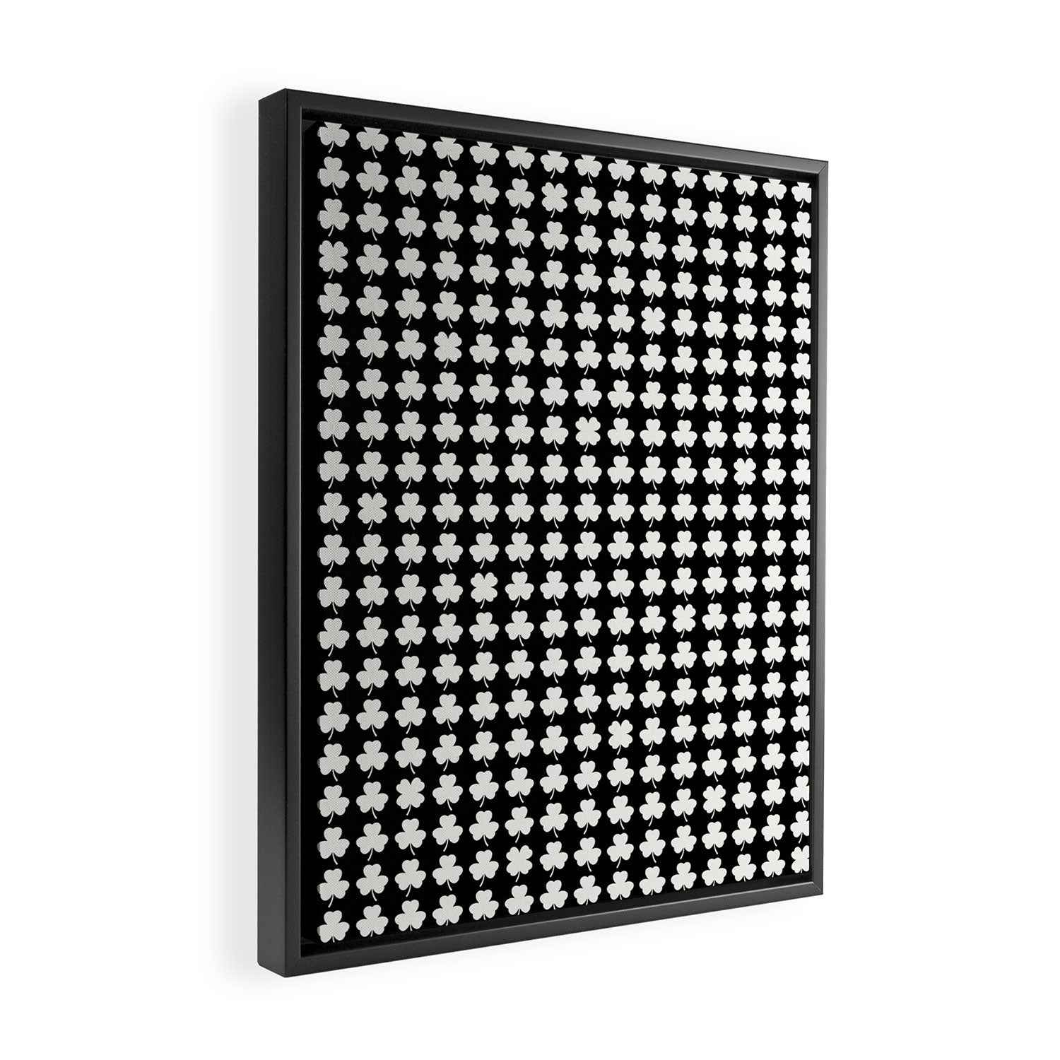 Clovers II Black and White Botanical Pattern Framed Canvas Print Gallery Image 2